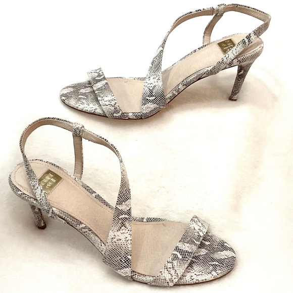 Louise et Cie Kass Lizard Snakeprint Embossed Stiletto Slingback Sandal Sz 8.5M - Picture 2 of 14